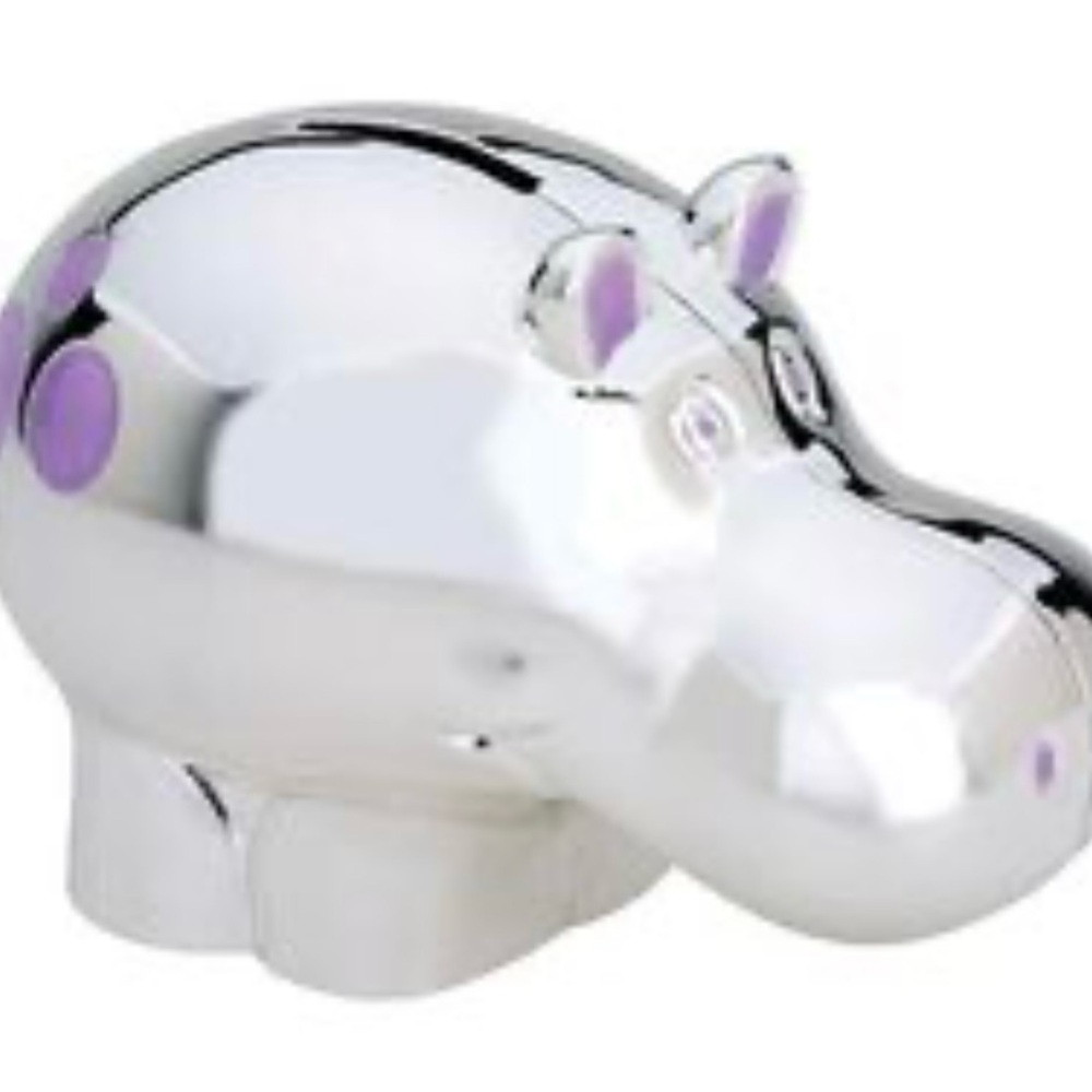 Silver and Purple Hippo piggy bank